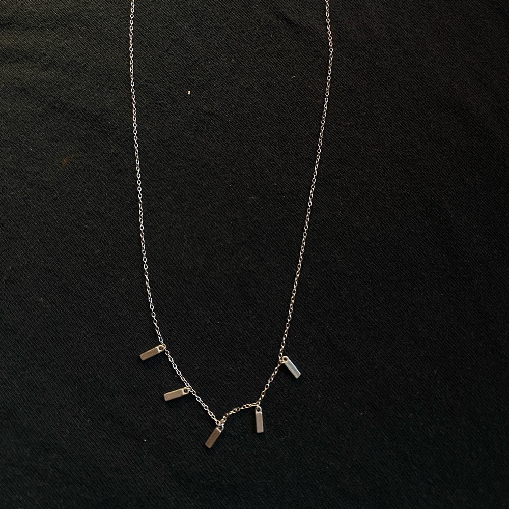 sterling silver minimalist rectangle charm necklace